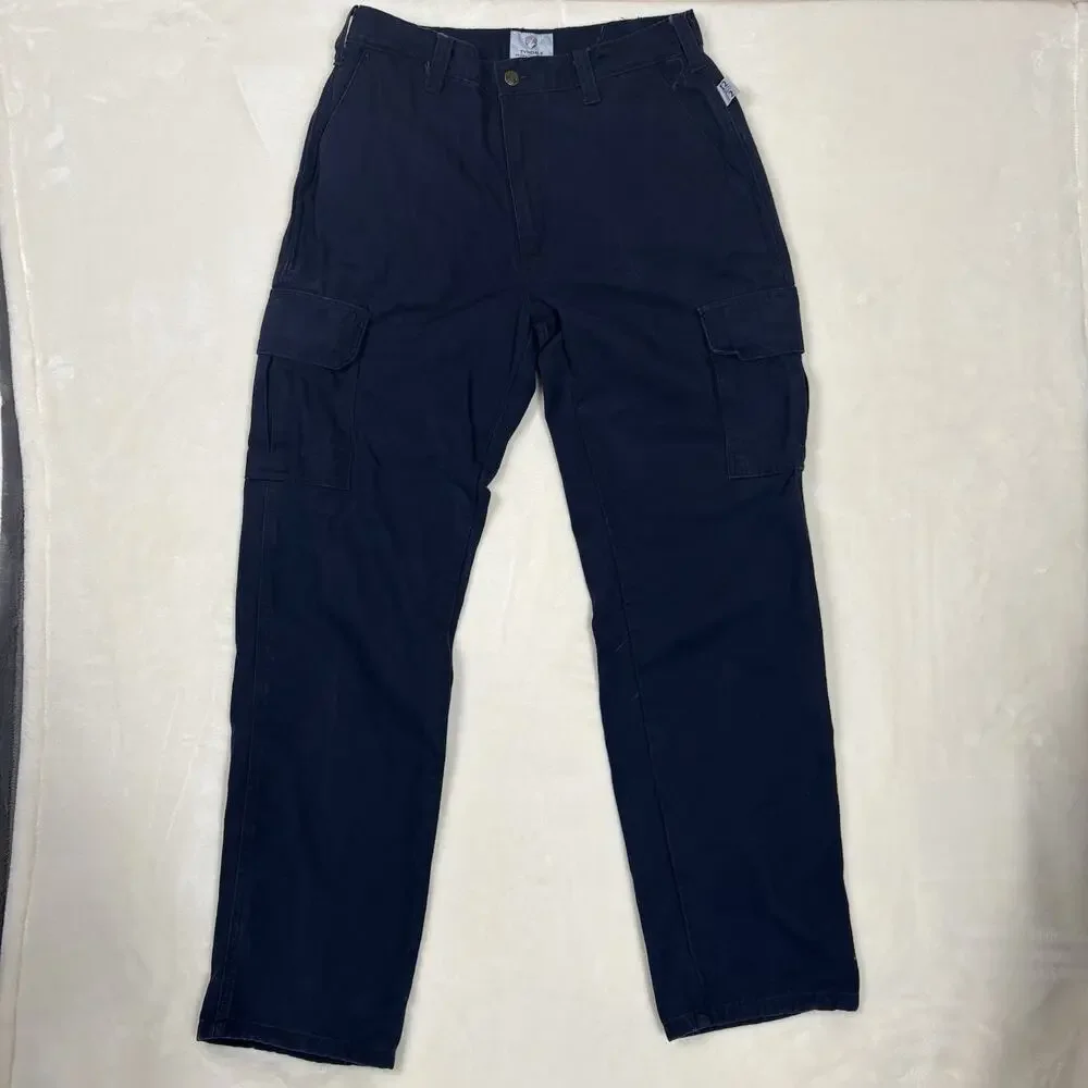 Tyndale Mens FR Cargo Pants 34 x 33 (Fits 30x31.5).Navy Flame Resitant Workwear